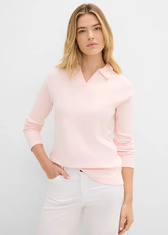 Poloshirt aus reiner Bio-Baumwolle in rosa von vorne (im Anschnitt) - bonprix Poloshirt aus reiner Bio-Baumwolle in rosa von vorne (im Anschnitt) - bonprix