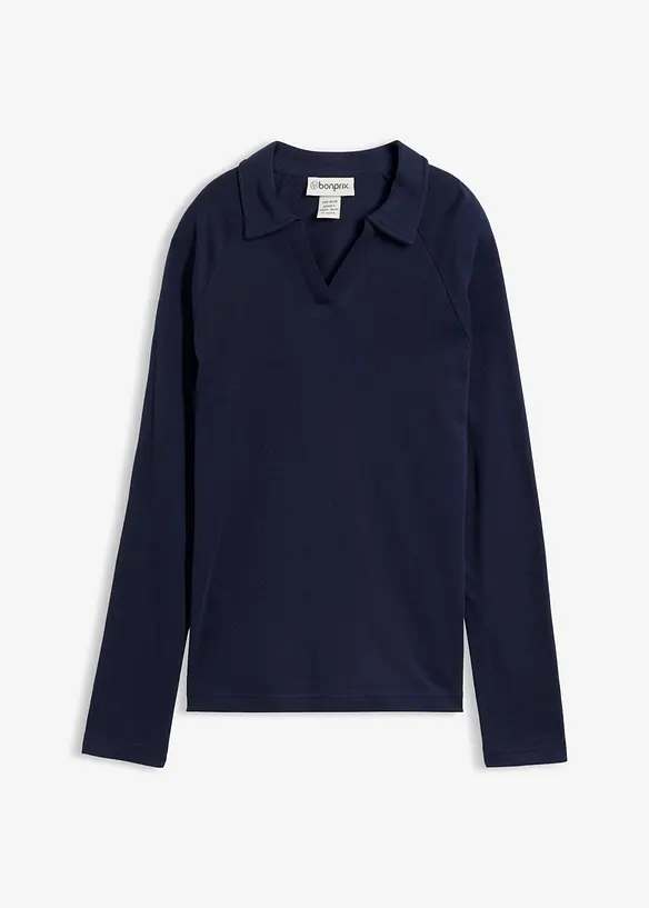 Poloshirt aus reiner Bio-Baumwolle in blau von vorne - bonprix Poloshirt aus reiner Bio-Baumwolle in blau von vorne - bonprix