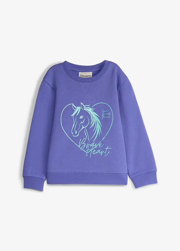 Sweatshirt mit Baumwolle in lila von vorne - bonprix