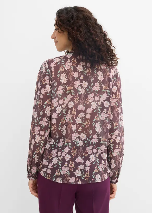 Chiffonbluse in lila von hinten (im Anschnitt) - bonprix