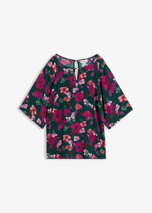 Chiffon-Tunika in grün von vorne - bonprix