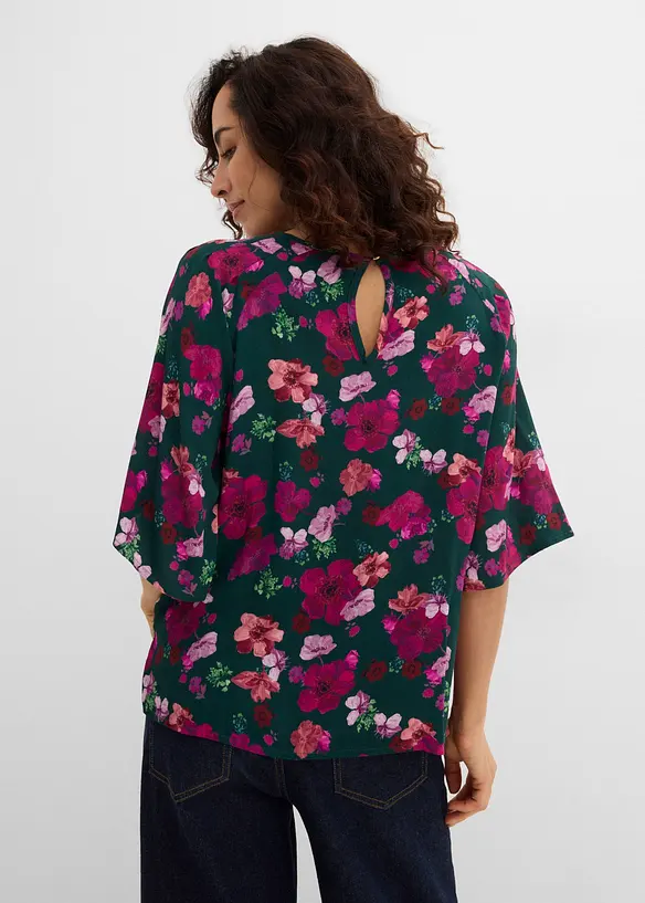 Chiffon-Tunika in grün von hinten (im Anschnitt) - bonprix