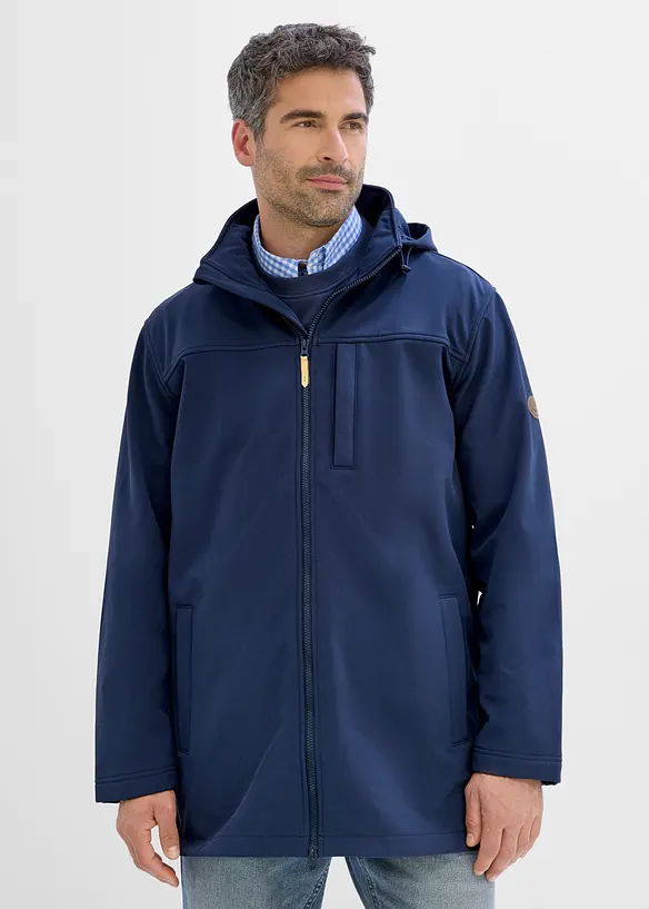 Wasserabweisender Softshell-Parka in blau von vorne (im Anschnitt) - bonprix