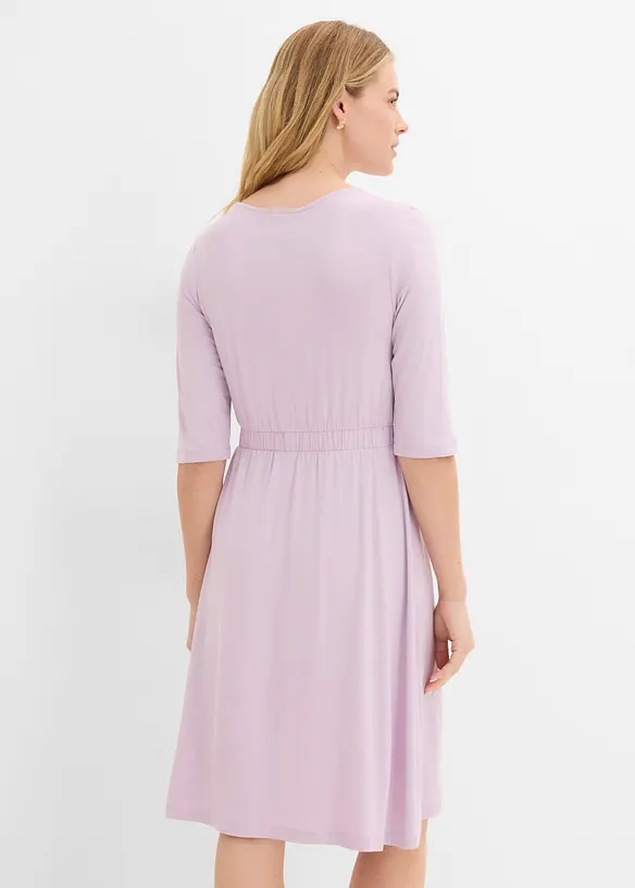 Jerseykleid aus elastischem Viskose-Mix in lila von hinten (Totalaufnahme) - bonprix Jerseykleid aus elastischem Viskose-Mix in lila von hinten (Totalaufnahme) - bonprix