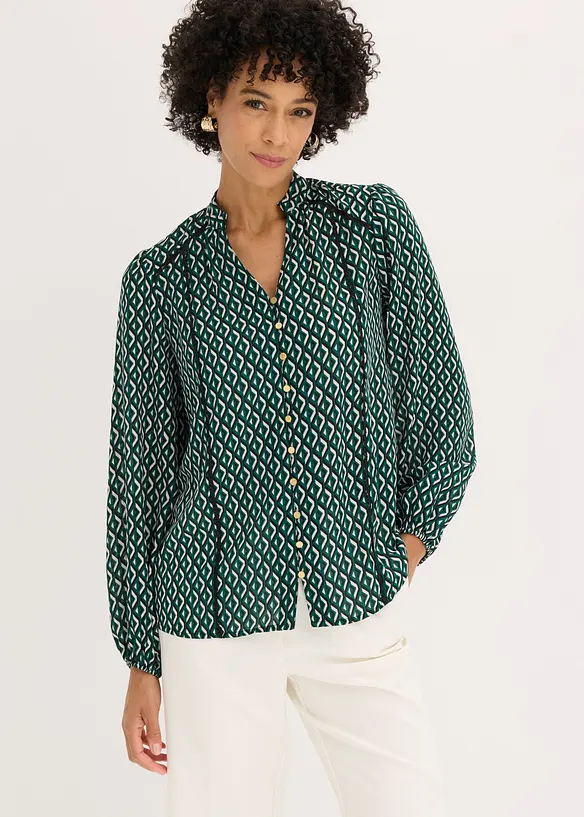 Chiffonbluse in grün von vorne (im Anschnitt) - bonprix