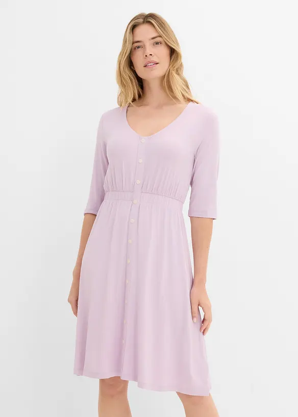 Jerseykleid aus elastischem Viskose-Mix in lila von vorne (Totalaufnahme) - bonprix Jerseykleid aus elastischem Viskose-Mix in lila von vorne (Totalaufnahme) - bonprix