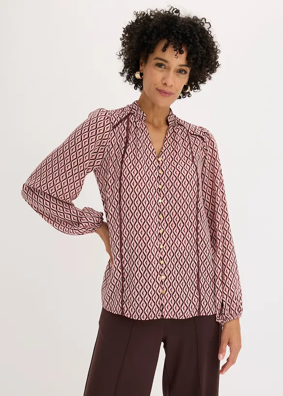 Chiffonbluse in lila von vorne (im Anschnitt) - bonprix