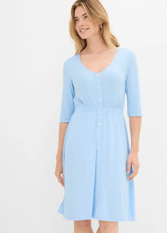 Jerseykleid aus elastischem Viskose-Mix in blau von vorne (Totalaufnahme) - bonprix Jerseykleid aus elastischem Viskose-Mix in blau von vorne (Totalaufnahme) - bonprix
