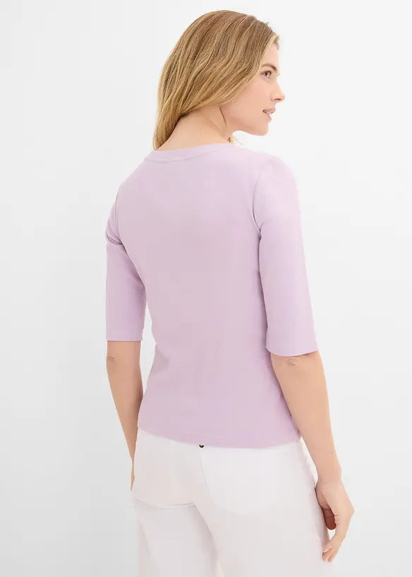 Rippshirt aus Bio-Baumwoll-Mix in lila von hinten (im Anschnitt) - bonprix