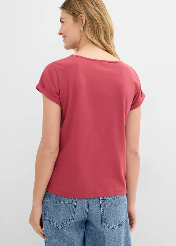 T-Shirt aus reiner Baumwolle in rot von hinten (im Anschnitt) - bonprix