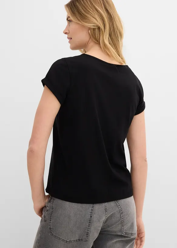 T-Shirt aus reiner Baumwolle in schwarz von hinten (im Anschnitt) - bonprix