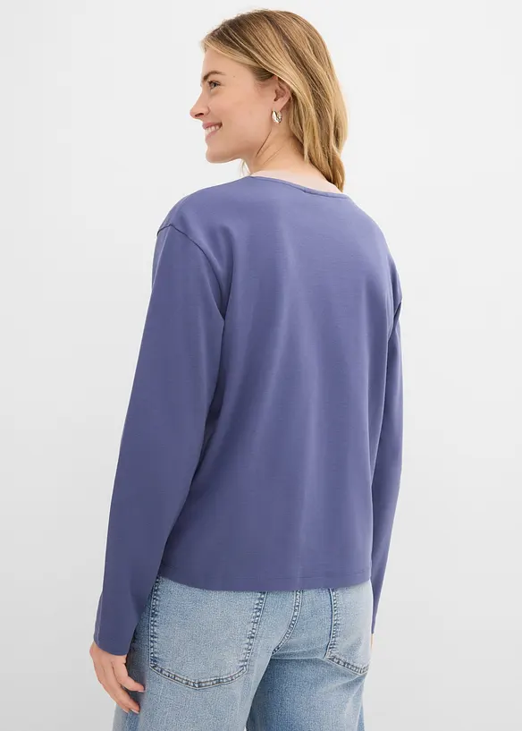 Interlock-Langarmshirt aus schwerer Bio-Baumwolle in blau von hinten (im Anschnitt) - bonprix Interlock-Langarmshirt aus schwerer Bio-Baumwolle in blau von hinten (im Anschnitt) - bonprix