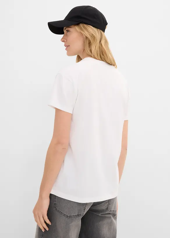 Locker geschnittenes T-Shirt mit Baumwolle in weiß von hinten (im Anschnitt) - bonprix Locker geschnittenes T-Shirt mit Baumwolle in weiß von hinten (im Anschnitt) - bonprix
