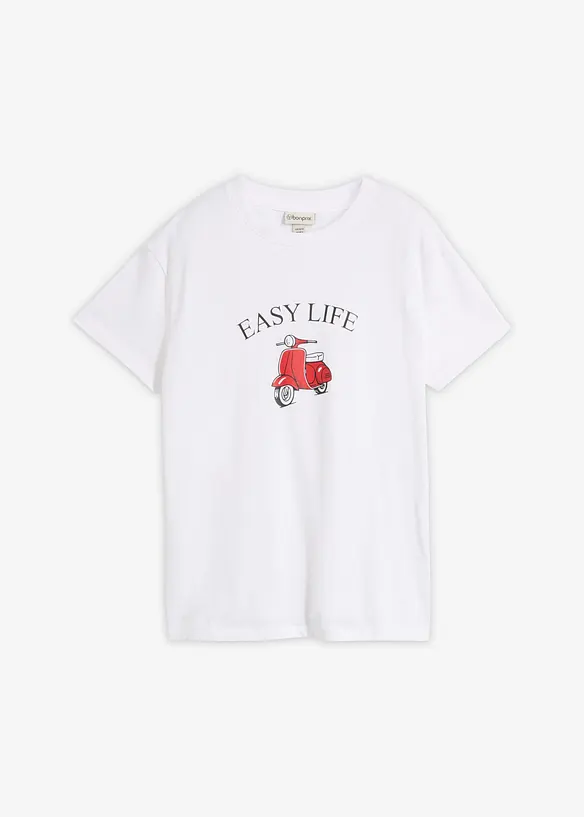 Locker geschnittenes T-Shirt mit Baumwolle in weiß von vorne - bonprix Locker geschnittenes T-Shirt mit Baumwolle in weiß von vorne - bonprix