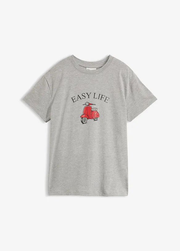 Locker geschnittenes T-Shirt mit Baumwolle in grau von vorne - bonprix Locker geschnittenes T-Shirt mit Baumwolle in grau von vorne - bonprix