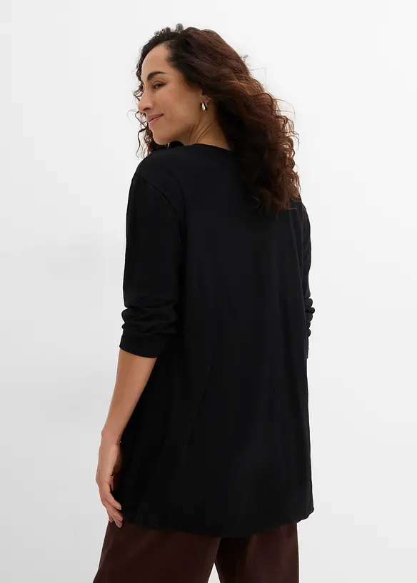 Longshirt aus reiner Baumwolle in schwarz von hinten (im Anschnitt) - bonprix
