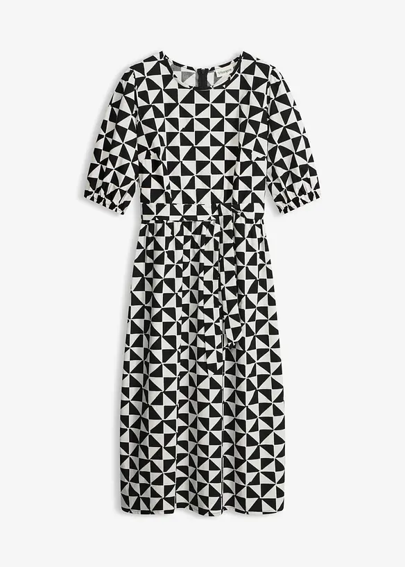 Midikleid aus reiner Baumwolle in schwarz von vorne - bonprix Midikleid aus reiner Baumwolle in schwarz von vorne - bonprix