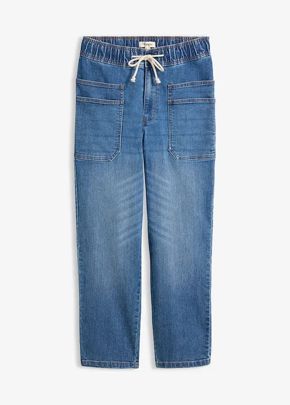 Straight-Jeans High Waist cropped in blau von vorne - bonprix Straight-Jeans High Waist cropped in blau von vorne - bonprix