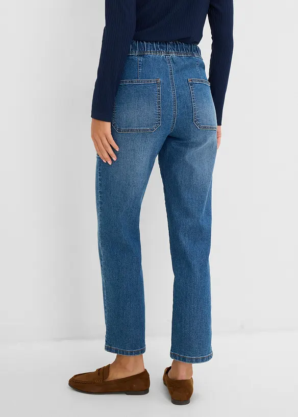 Straight-Jeans High Waist cropped in blau von hinten - bonprix Straight-Jeans High Waist cropped in blau von hinten - bonprix