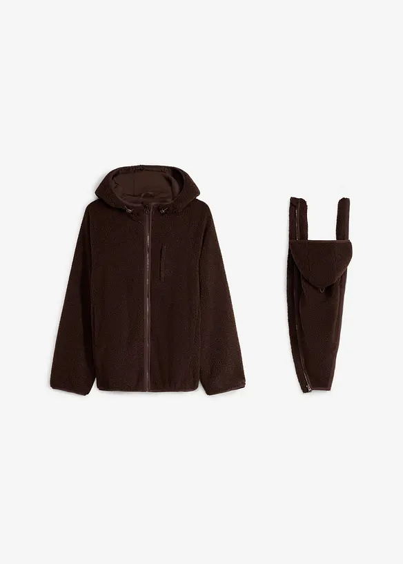 3-in-1 Umstands- und Tragejacke aus Teddyfleece (2-tlg. Set) in braun von vorne - bonprix