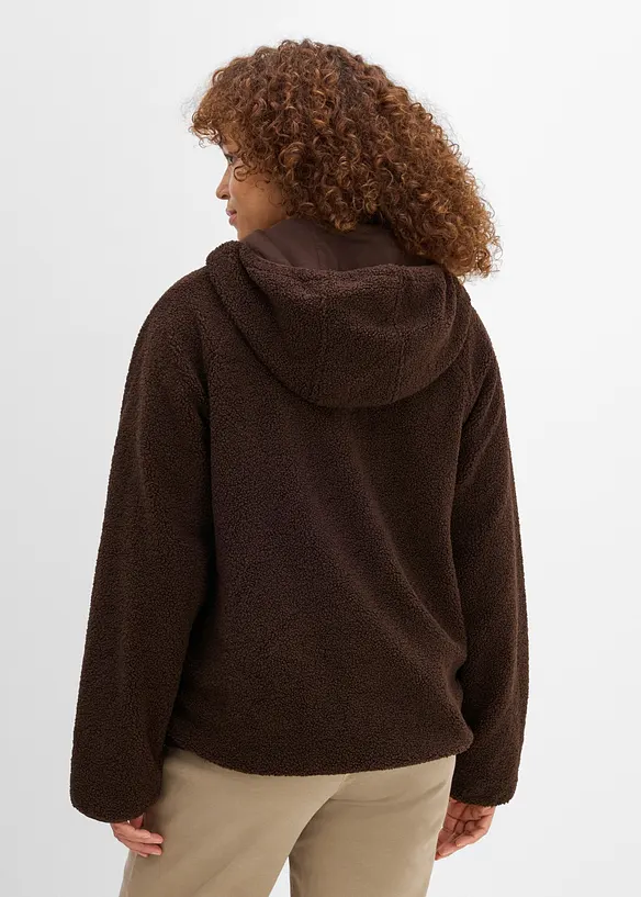 3-in-1 Umstands- und Tragejacke aus Teddyfleece (2-tlg. Set) in braun von hinten (im Anschnitt) - bonprix