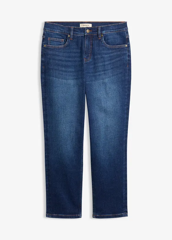 Mom-Jeans Mid Waist cropped in blau von vorne - bonprix Mom-Jeans Mid Waist cropped in blau von vorne - bonprix