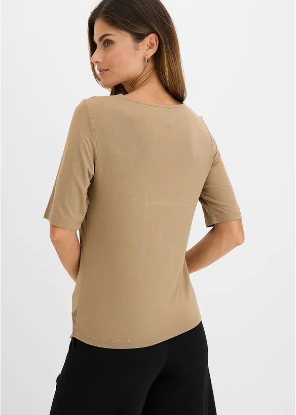 Shirt aus softer Viskose in braun von hinten (im Anschnitt) - bonprix