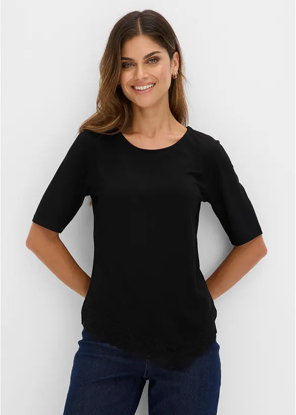 Shirt aus softer Viskose in schwarz von vorne (im Anschnitt) - bonprix