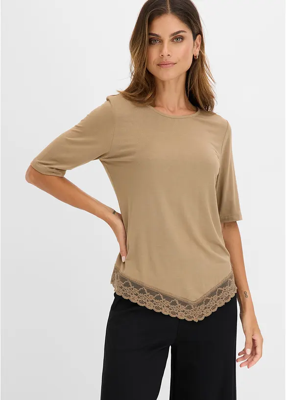 Shirt aus softer Viskose in braun von vorne (im Anschnitt) - bonprix