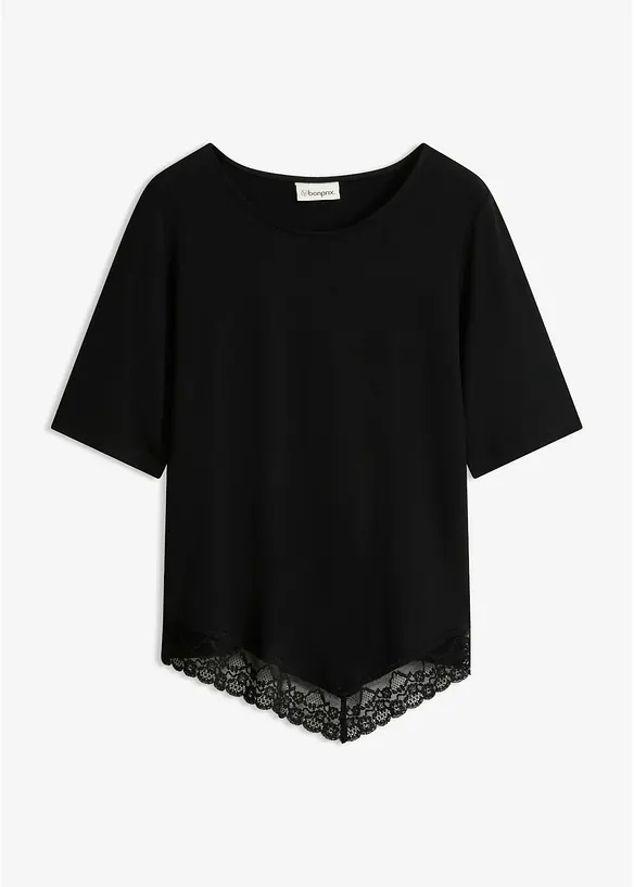 Shirt aus softer Viskose in schwarz von vorne - bonprix