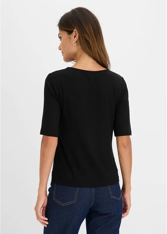 Shirt aus softer Viskose in schwarz von hinten (im Anschnitt) - bonprix