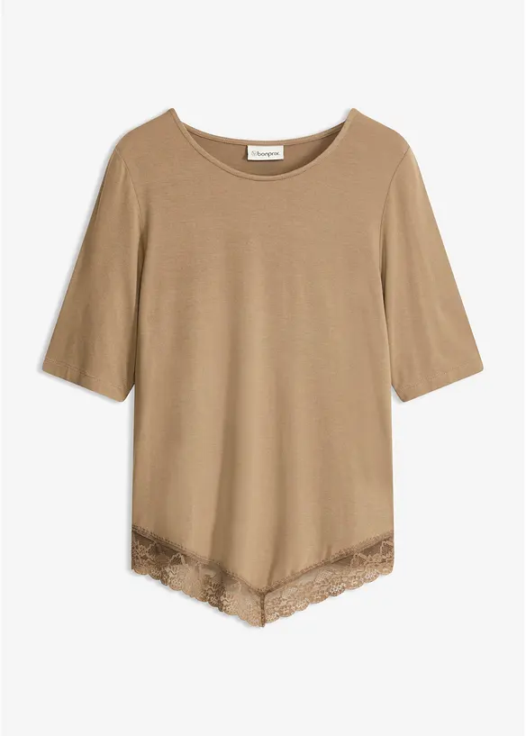Shirt aus softer Viskose in braun von vorne - bonprix