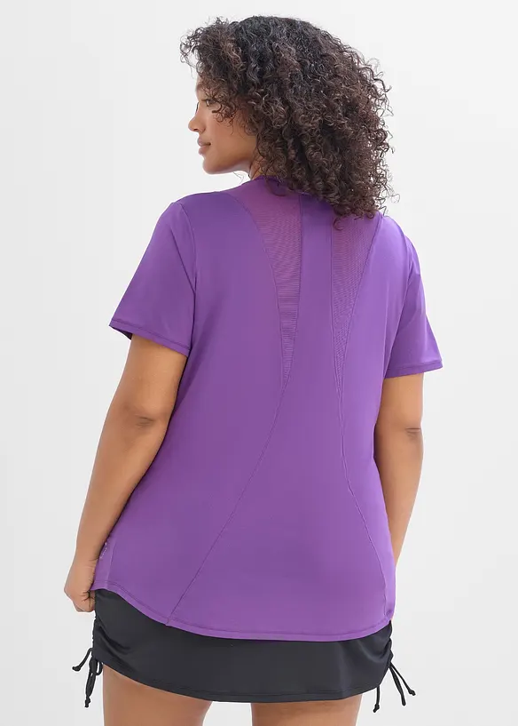 Ultraleichtes Sport-Top mit Mesheinsatz, schnelltrocknend in lila von hinten (im Anschnitt) - bonprix