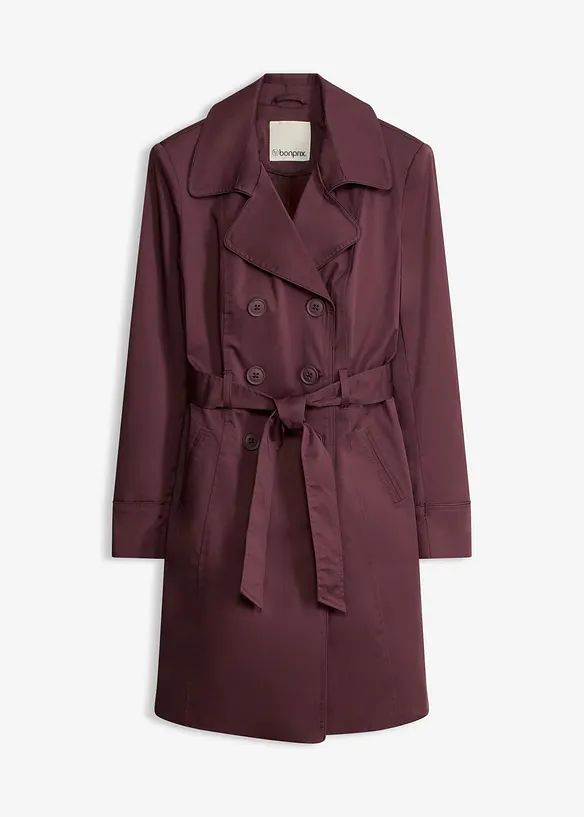 Trenchcoat aus Baumwolle in lila von vorne - bonprix
