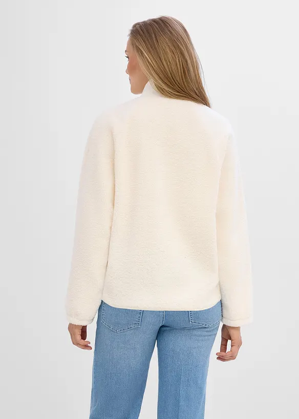 Umstands- und Tragejacke aus Teddyfleece in weiß von hinten (im Anschnitt) - bonprix