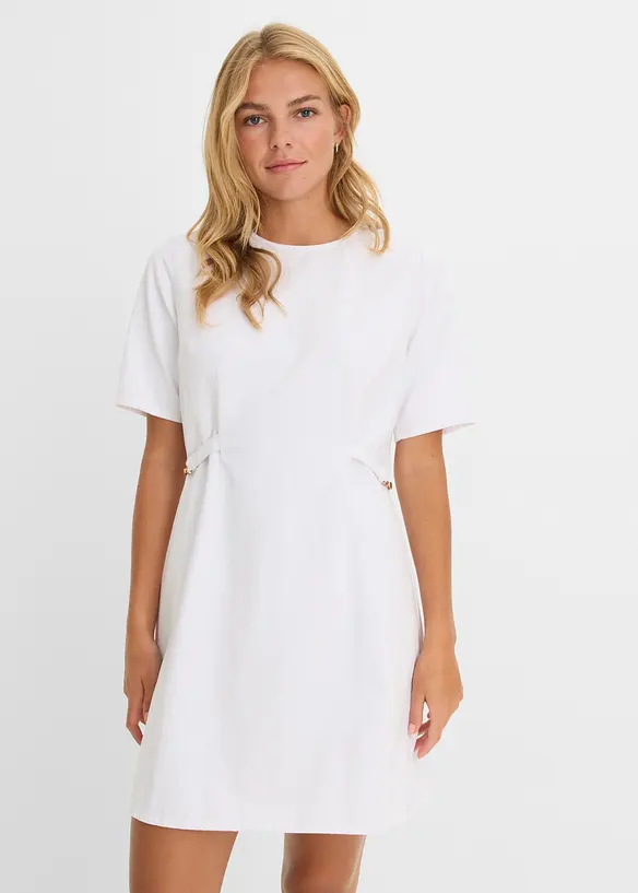 Jeanskleid aus Baumwolle mit Stretch in weiß von vorne (Totalaufnahme) - bonprix Jeanskleid aus Baumwolle mit Stretch in weiß von vorne (Totalaufnahme) - bonprix