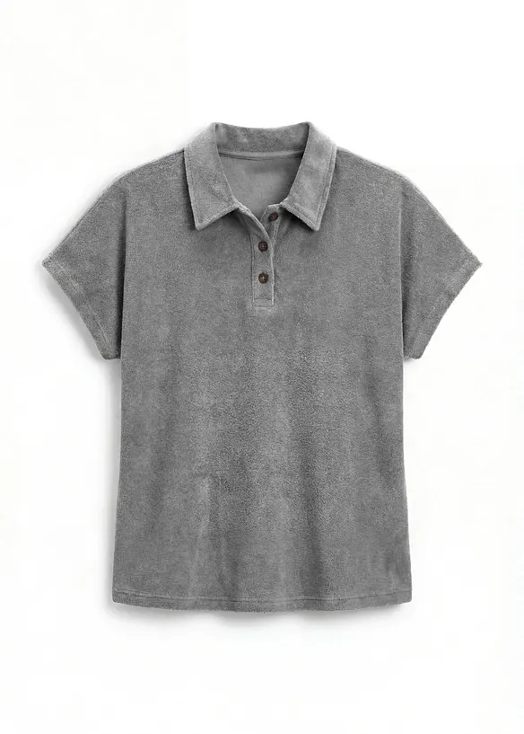 Poloshirt aus Frottee in blau von vorne - bonprix