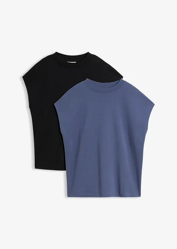 T-Shirt aus reiner Bio-Baumwolle (2er Pack) in blau von vorne - bonprix T-Shirt aus reiner Bio-Baumwolle (2er Pack) in blau von vorne - bonprix