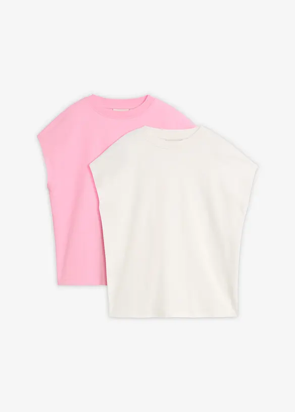 T-Shirt aus reiner Bio-Baumwolle (2er Pack) in rosa von vorne - bonprix T-Shirt aus reiner Bio-Baumwolle (2er Pack) in rosa von vorne - bonprix