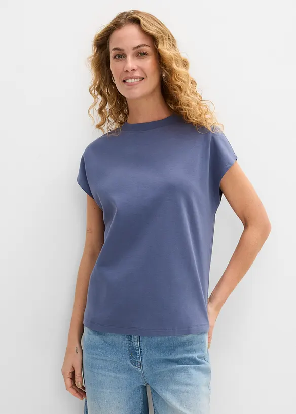 T-Shirt aus reiner Bio-Baumwolle (2er Pack) in blau von vorne (im Anschnitt) - bonprix T-Shirt aus reiner Bio-Baumwolle (2er Pack) in blau von vorne (im Anschnitt) - bonprix