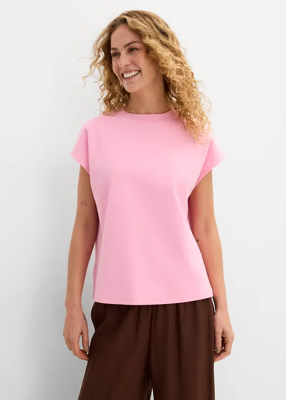 T-Shirt aus reiner Bio-Baumwolle (2er Pack) in rosa von vorne (im Anschnitt) - bonprix T-Shirt aus reiner Bio-Baumwolle (2er Pack) in rosa von vorne (im Anschnitt) - bonprix