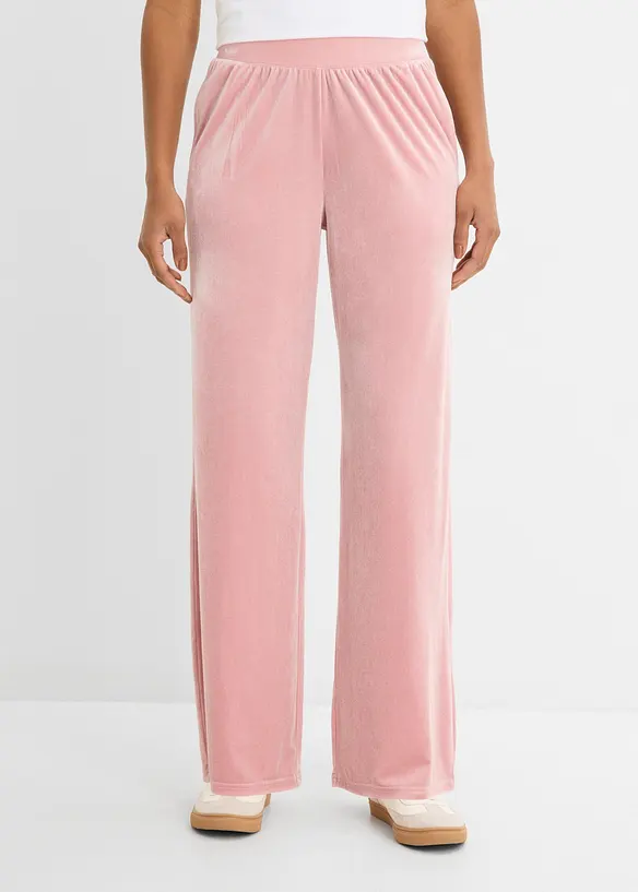 Jersey-Hose aus Samt in rosa von vorne - bonprix