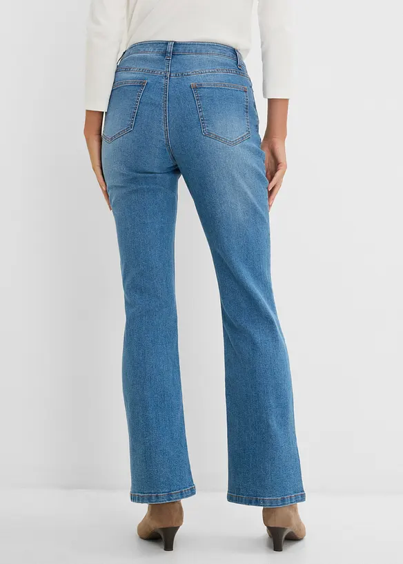Trachten Bootcut-Jeans Mid Waist mit Stickerei in blau von hinten - bonprix