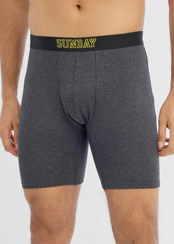 Lange Boxershorts eng mit Baumwolle (7er Pack) in grau von vorne - bonprix