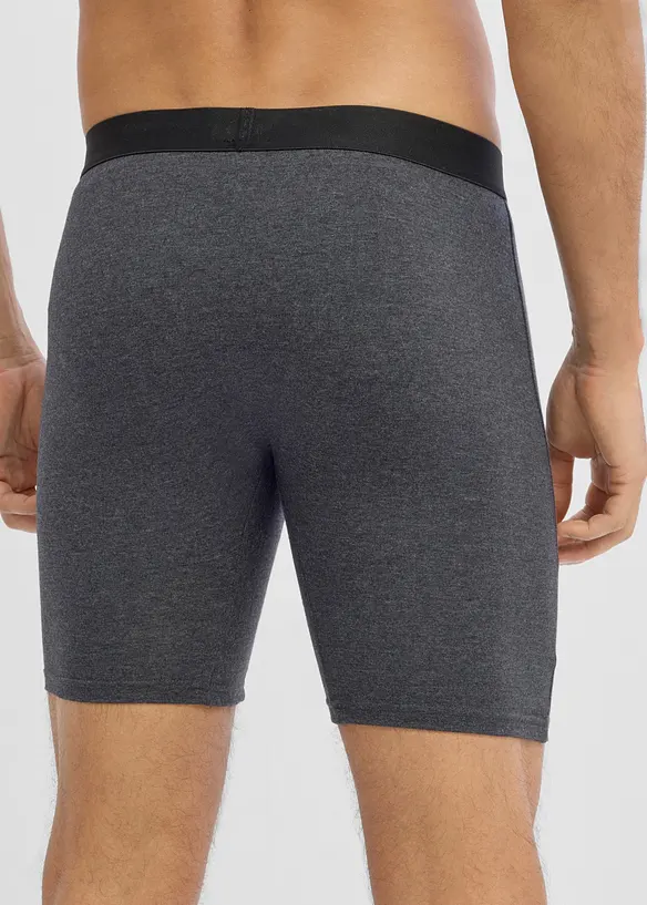Lange Boxershorts eng mit Baumwolle (7er Pack) in grau von hinten - bonprix