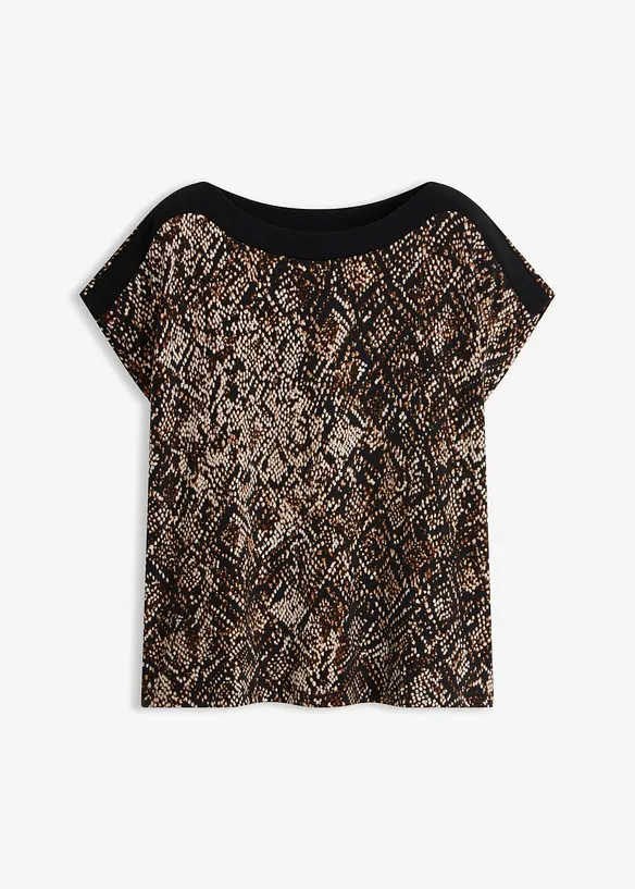 Shirt mit Satinpasse in schwarz von vorne - bonprix Shirt mit Satinpasse in schwarz von vorne - bonprix