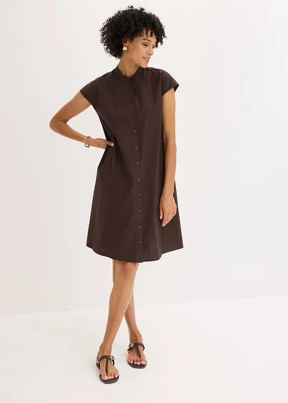 Hemdblusenkleid in braun von vorne (Totalaufnahme) - bonprix