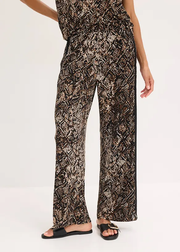 Jersey-Hose mit Satintape in schwarz von vorne - bonprix