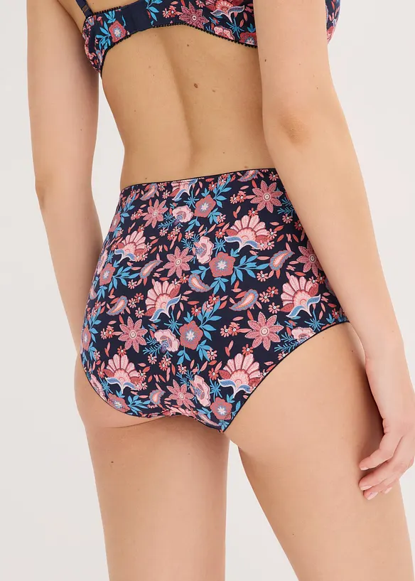 Highwaist Slip mit Baumwolle (4er Pack) in blau von hinten - bonprix