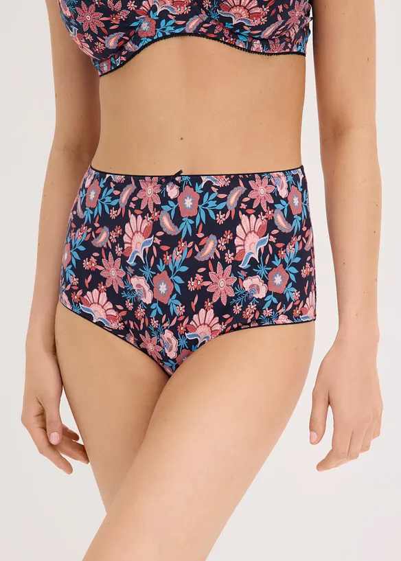 Highwaist Slip mit Baumwolle (4er Pack) in blau von vorne - bonprix